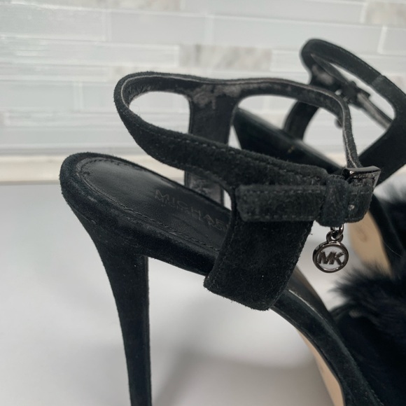 Michael Kors Black Fur Heeled Sandals - Picture 5 of 6